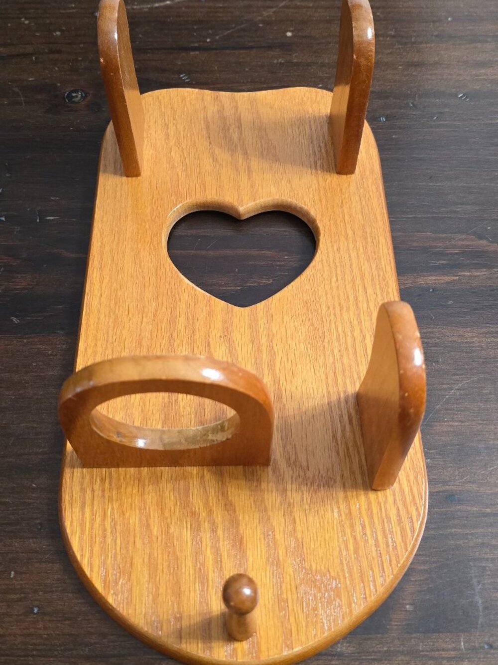 Vintage Wooden Hair Dryer & Hot Tool Holder Wall Mount Heart Cutout